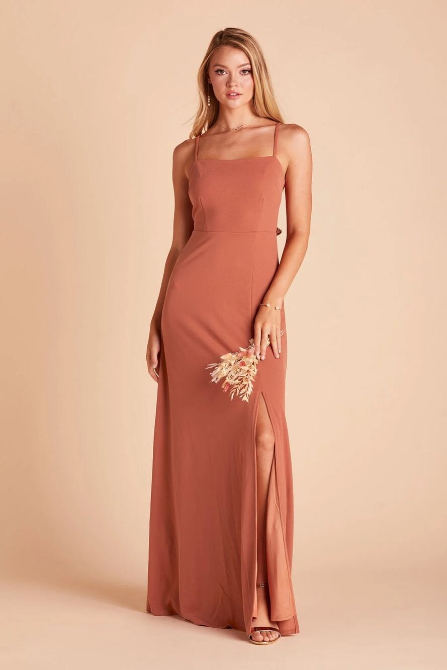 1418  NWT Birdy Grey Benny Crepe Bridesmaids Dress Terracotta Size Medium